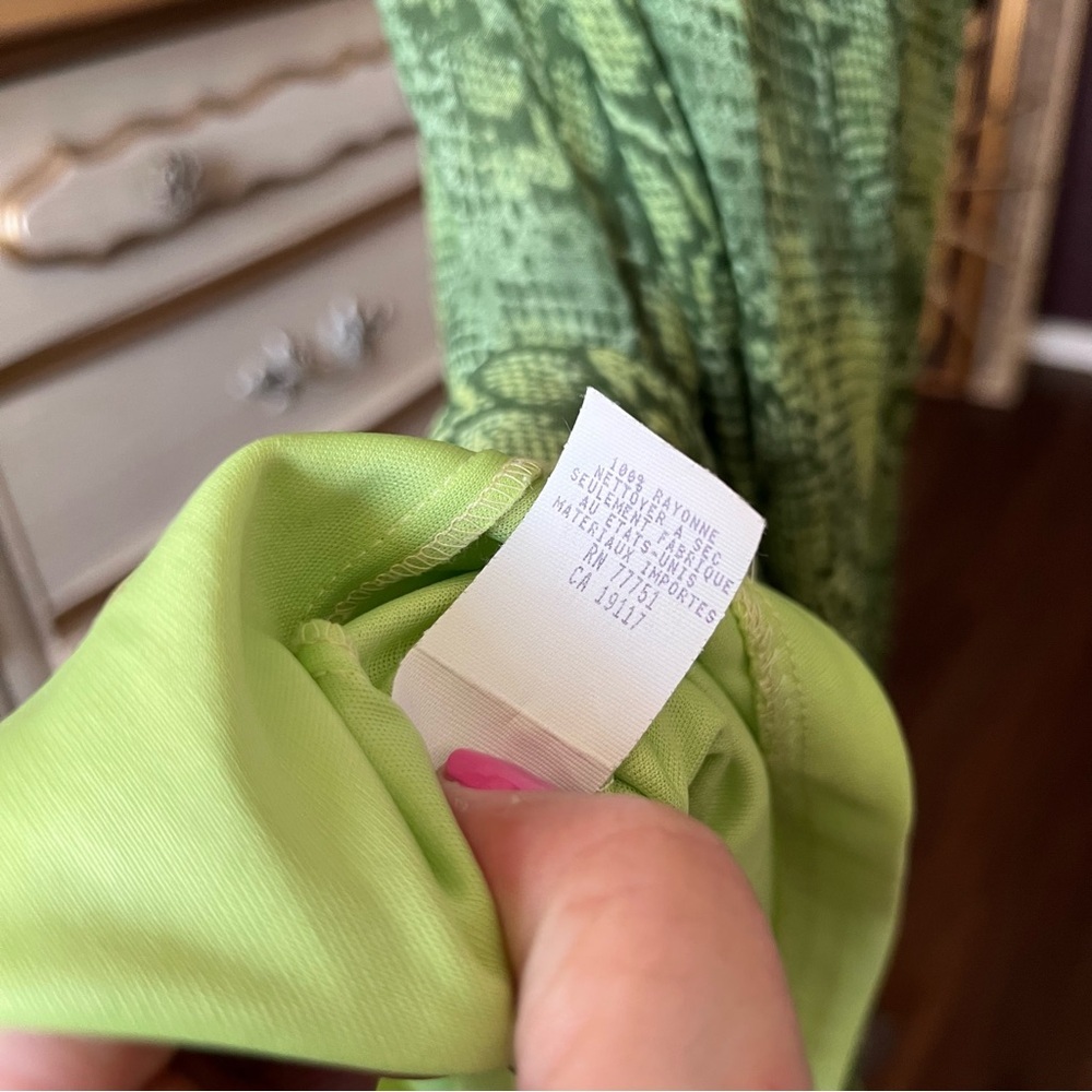 Y2K Vintage Betsey Johnson New York Snake Print Neon Green Dress Small Petite - Picture 8 of 14